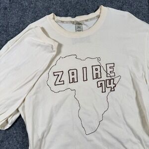 Vintage Everlast T-Shirt Large Ivory Zaire 74 Graphic Long‎ Sleeve Flaw Men's